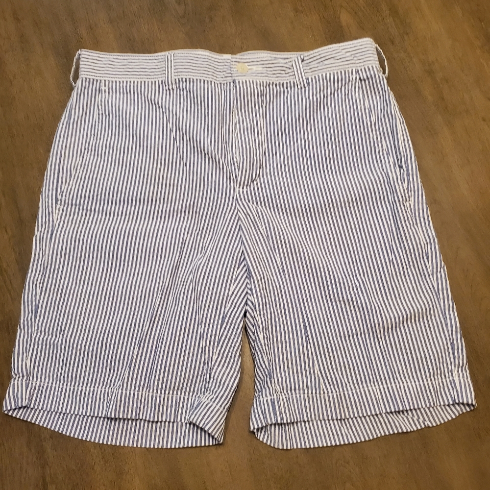 Men's blue and white striped shorts